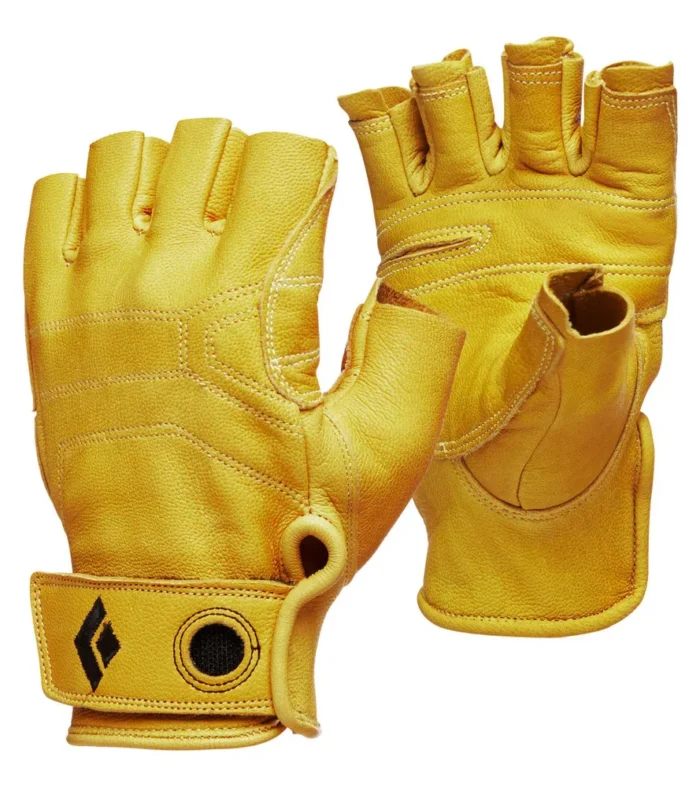 Guantes STONE Black Diamond - Medio Dedo, Cuero de Cabra y Costuras de Kevlar®
