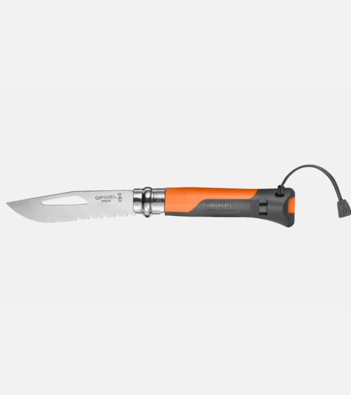 Navaja Opinel N°08 Outdoor Naranja | Cuchillo Multiaventura de Alta Visibilidad