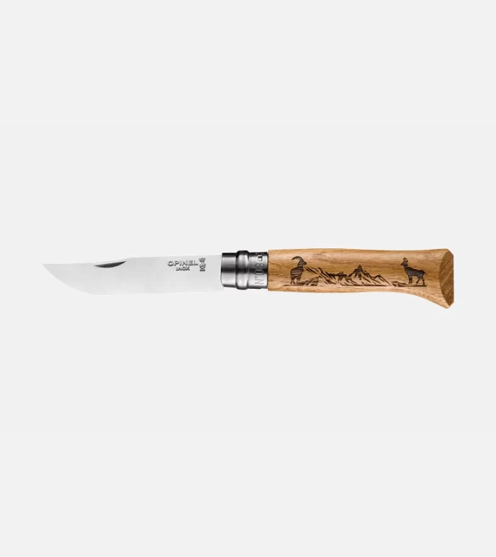 Navaja Opinel N°08 Animalia Cabra | Cuchillo Outdoor Grabado Montaña